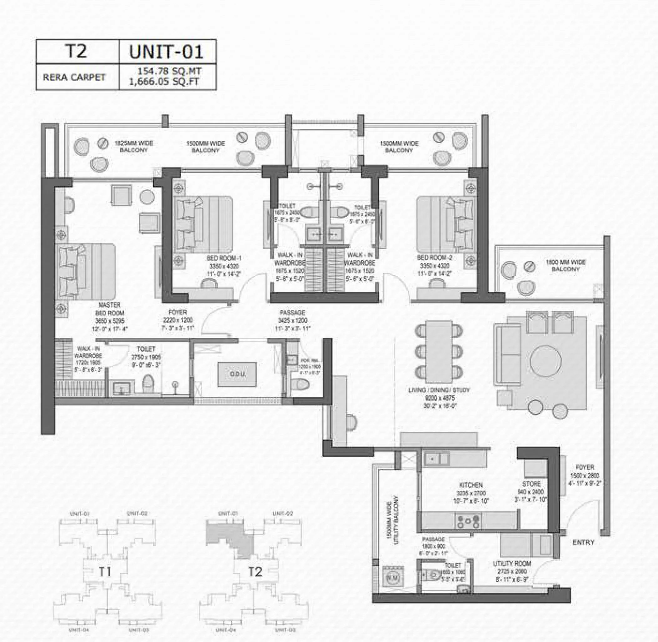 3 BHK + S Layout