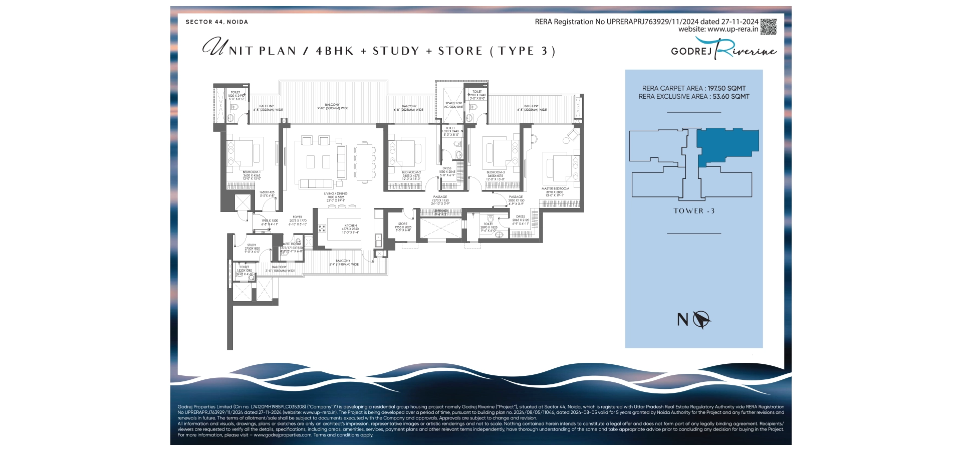 4 BHK + Study (Optimum) Layout